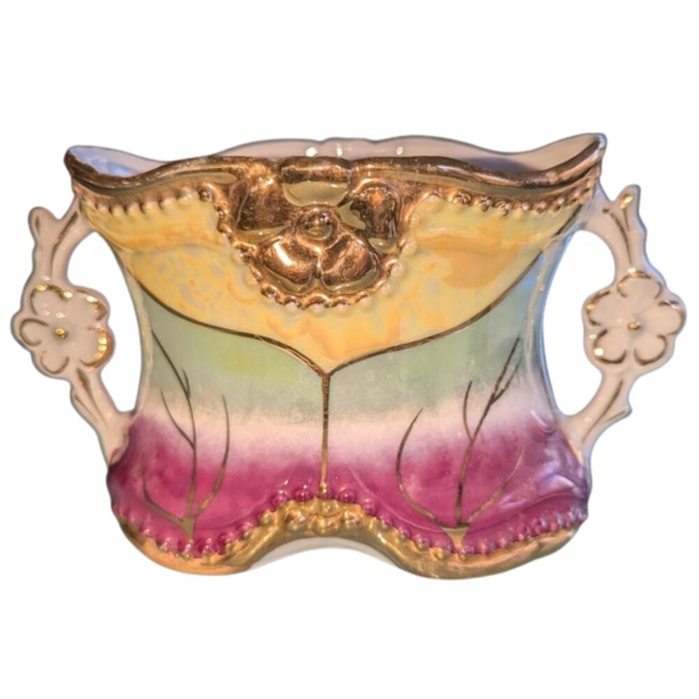 Antique 1910s German Hand Painted Porcelain Vase Art Vessel 6"x3"